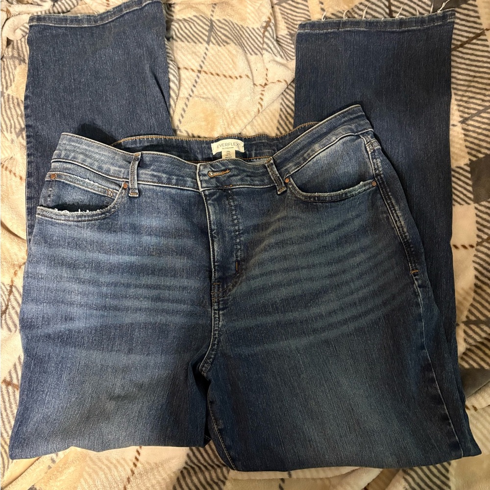 Everflex by Maurices Dark Blue Flare & Wide Leg Jeans